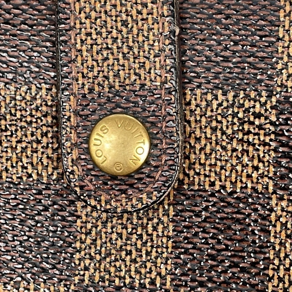 Louis Vuitton Damier Ebene French Kisslock Compact Wallet Brown Tan Checkboard - Picture 9 of 17